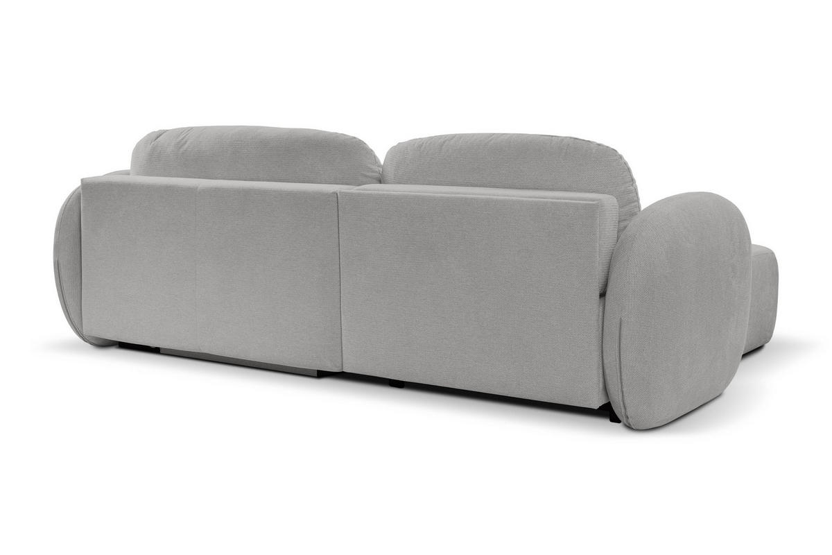 ECKSOFA AMICO L-S Hellgrau Geflochtener Stoff mit Schlaffunktion - Hellgrau, Holz (248/174cm) - MASSENO