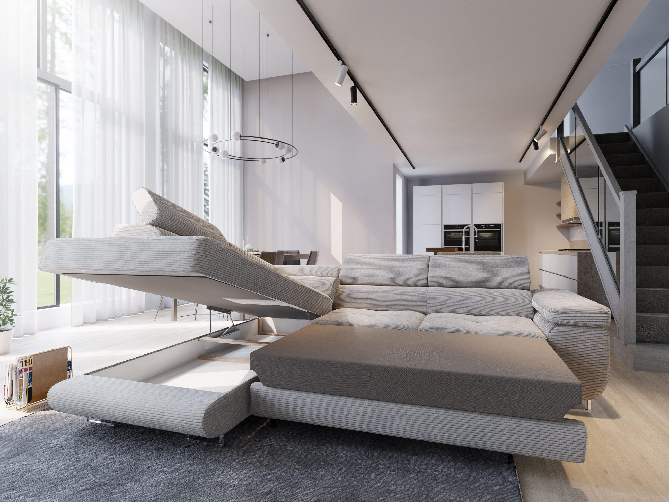 Thumbnail - Masseno Ecksofa, Braun, Holz, 4-Sitzer, L-Form,L-Form, 276x202 cm, Wohnzimmer, Sofas & Couches, Wohnlandschaften, Ecksof...