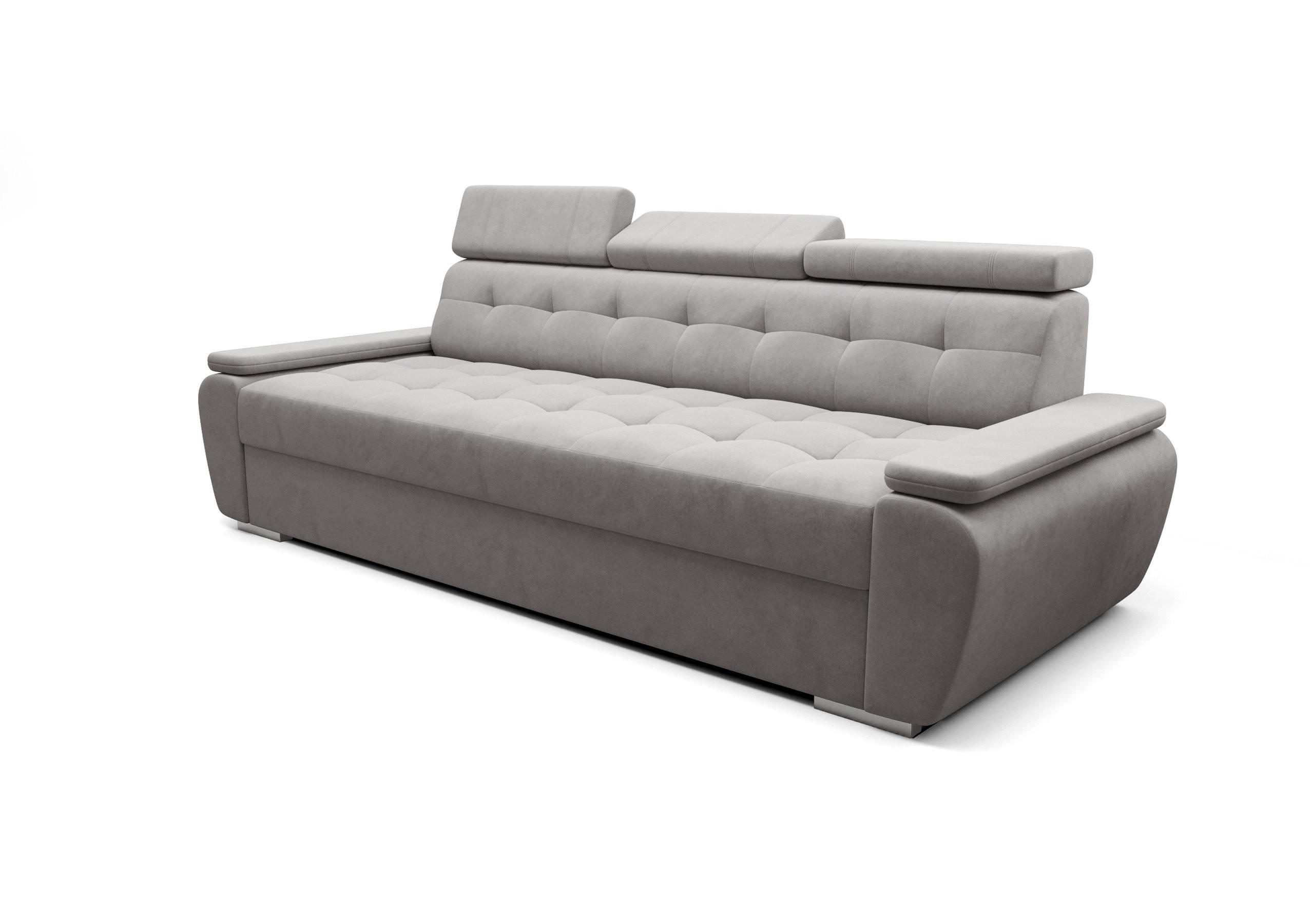 SCHLAFSOFA KONGO 01, Sofa mit Schlaffunktion, Farbe: Grau, Velourstoff - Grau, Textil (230/90/95cm) - O-Sofa