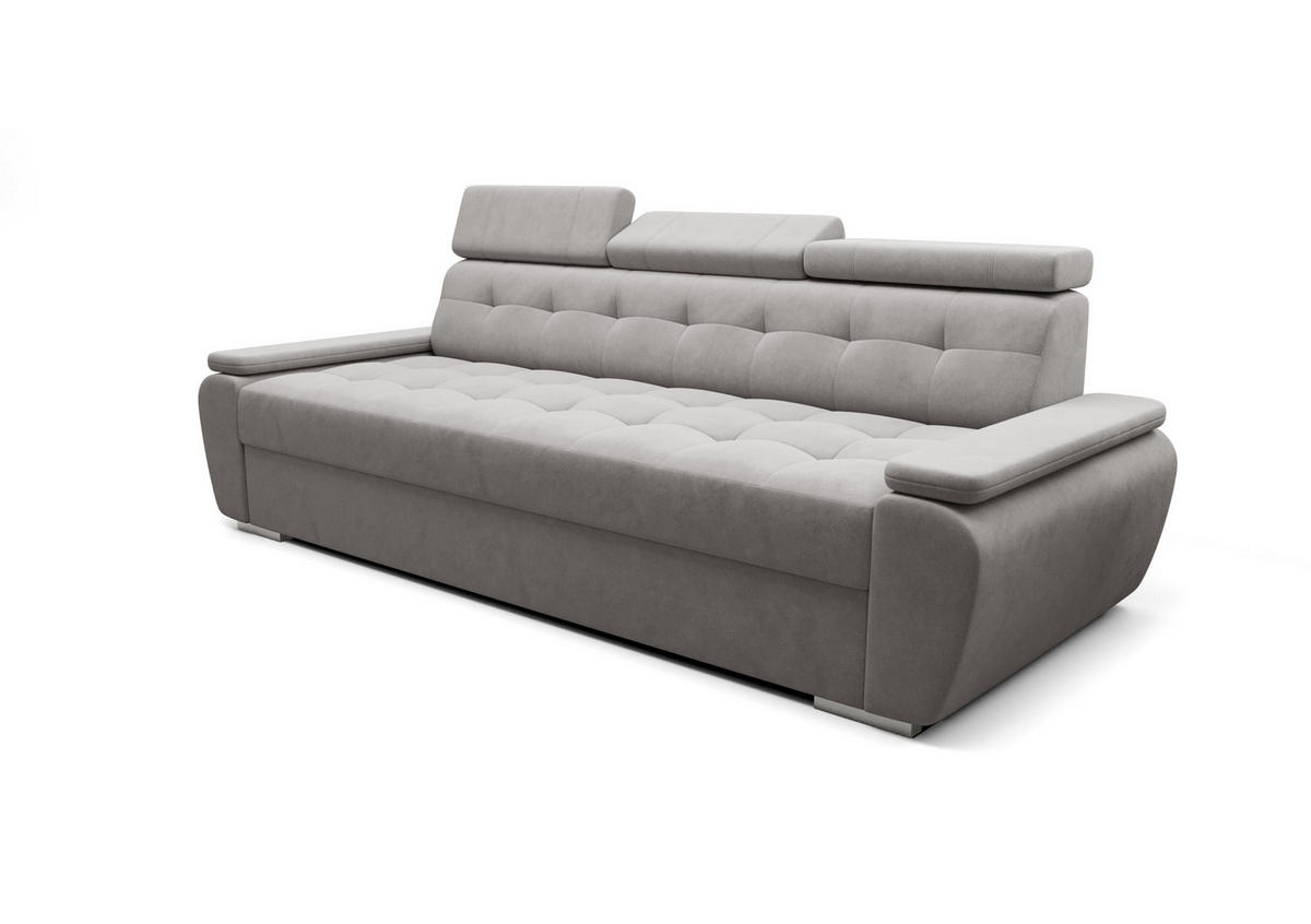 SCHLAFSOFA KONGO 01, Sofa mit Schlaffunktion, Farbe: Grau, Velourstoff - Grau, Textil (230/90/95cm) - O-Sofa
