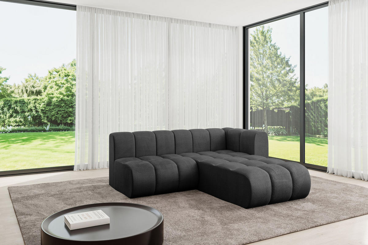 ECKSOFA modulares Sofa Darnel-L1 - 205x177x70 cm Schwarz - Schwarz, Holzwerkstoff/Textil (205/177cm) - ALTDECOR