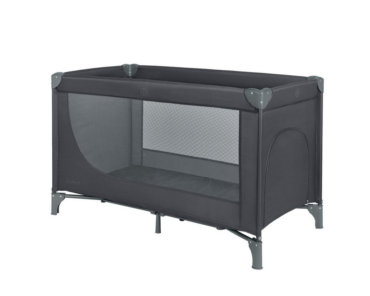 REISEBETT so gifted schwarz weiche Matratzenauflage, Seiteneingang - Schwarz, Metall (60/120cm) - Kikka boo