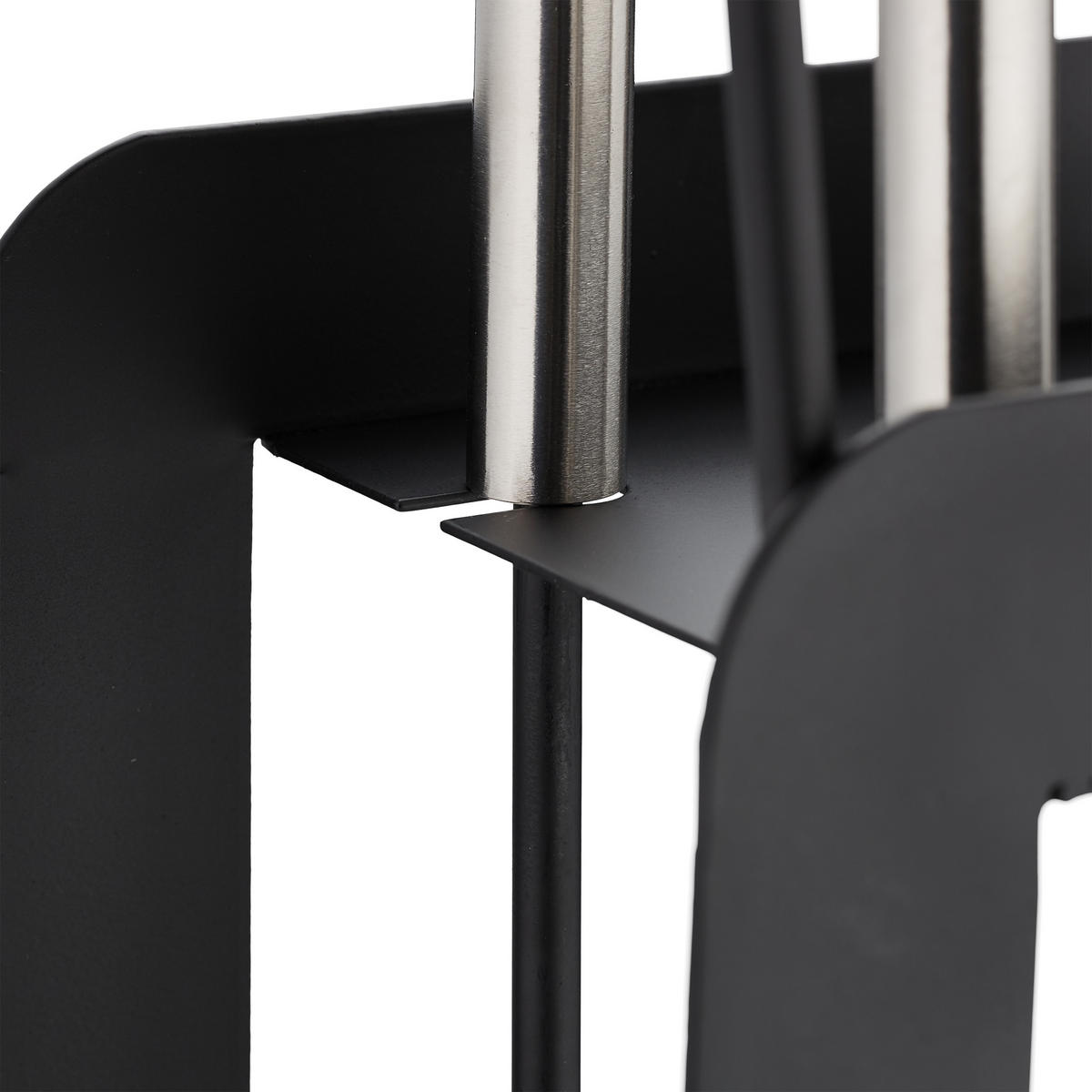 5TLG.KAMINBESTECK - Schwarz, Metall (22.5/59/16cm) - Relaxdays