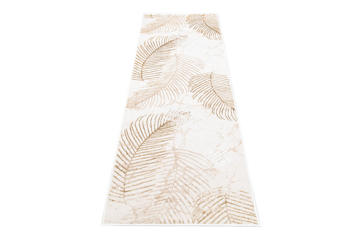 LÄUFER Crystal Braun Palmenblätter 80/1100 cm - Braun, Textil (80/1100cm) - Tapiso