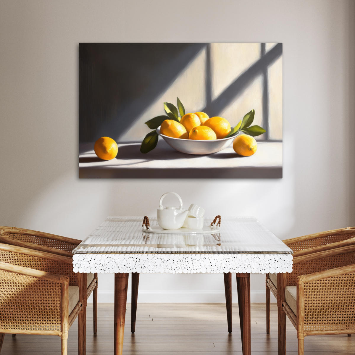 LEINWANDBILD Zitronen - Stilleben - Gelb Wohnzimmer 120x80 cm - Gelb, Textil (120/80cm) - MuchoWow