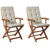 GARTENSTUHL 2er-Set Taupe Maui Premium - Taupe/Braun, Holz (46/92/48cm) - Beliani
