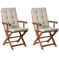 GARTENSTUHL 2er-Set Taupe Maui Premium - Taupe/Braun, Holz (46/92/48cm) - Beliani