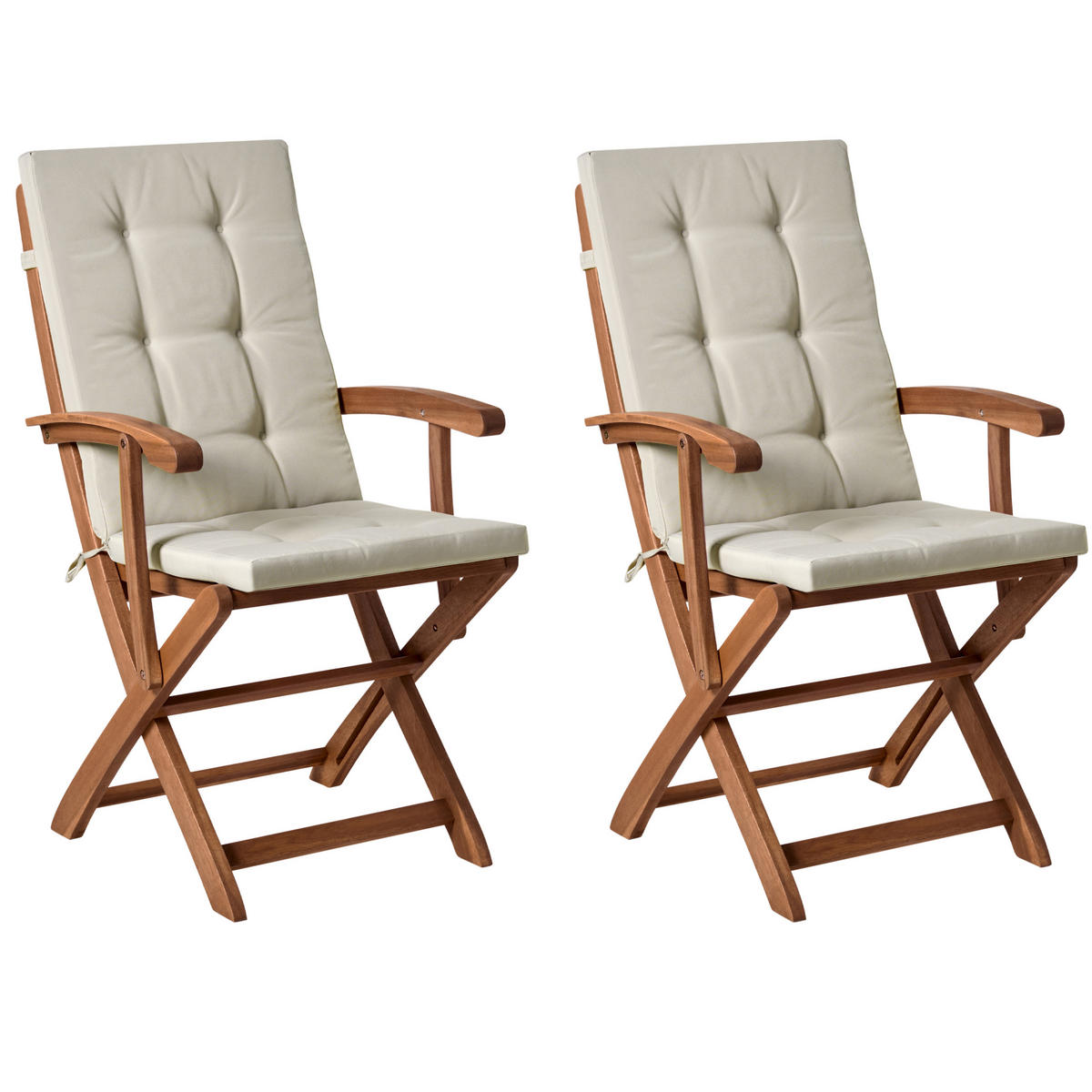 GARTENSTUHL 2er-Set Taupe Maui Premium - Taupe/Braun, Holz (46/92/48cm) - Beliani