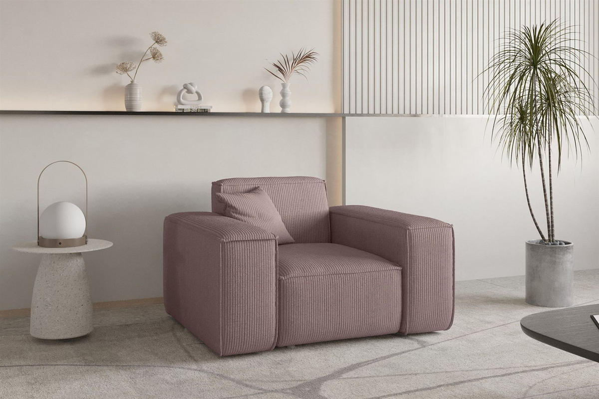 SOFASET Celes Premium 3-1-1 Stoff Scala - Lila, Holzwerkstoff/Textil (225/73/88cm) - Fun Möbel