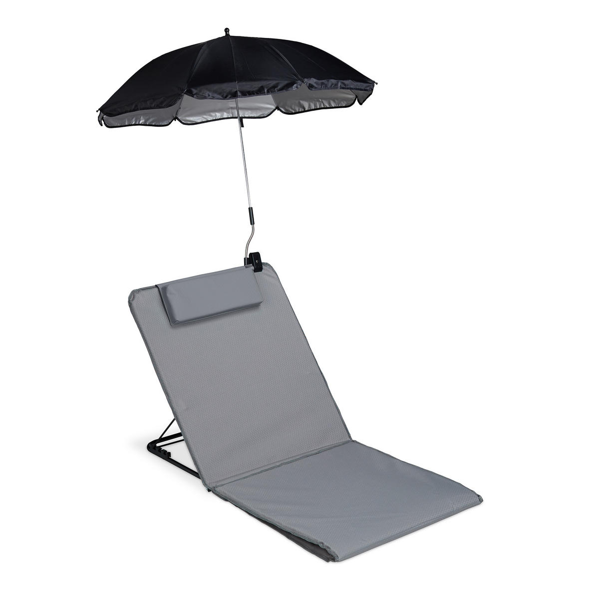 STRANDMATTE - Grau, Textil/Metall (60/62/170cm) - Relaxdays