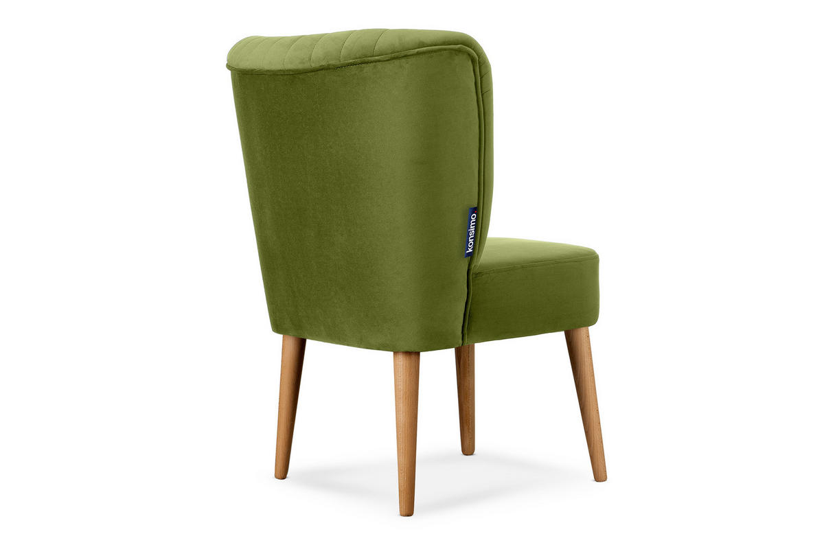 COCKTAILSESSEL DUCO auf hohen Beinen, Olive/Eiche - Eichefarben/Olivgrün, Holz/Textil (63/89/65cm) - KONSIMO®