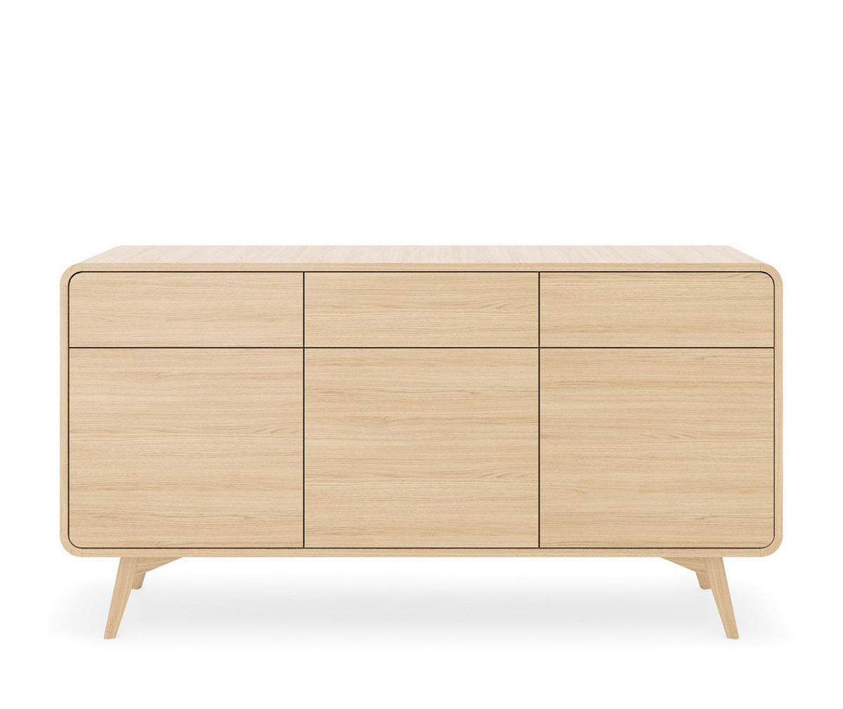 SIDEBOARD ATEA KSZ160 160 cm (Vicenza Eiche, Abgerundete Kanten, Holzfüße, Push to Open) - Eichefarben, Holz/Holzwerkstoff (160/84/39cm) - Ravio