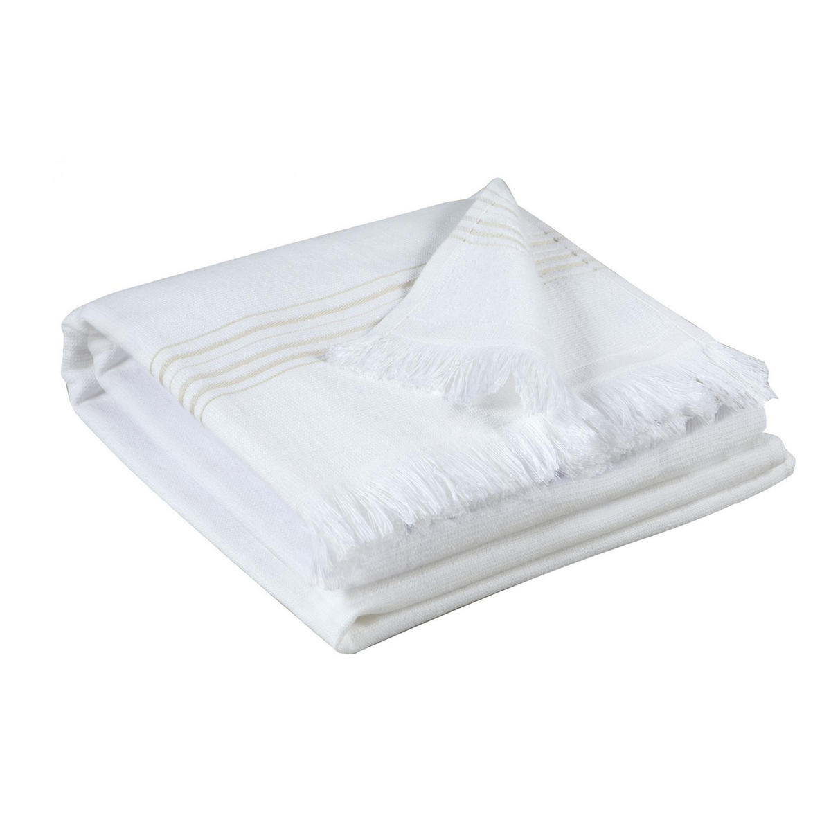 HAMMAM-TUCH Cancun schneeweiß 90 x 180 cm - Weiß, Textil (90/180cm) - Vivaraise