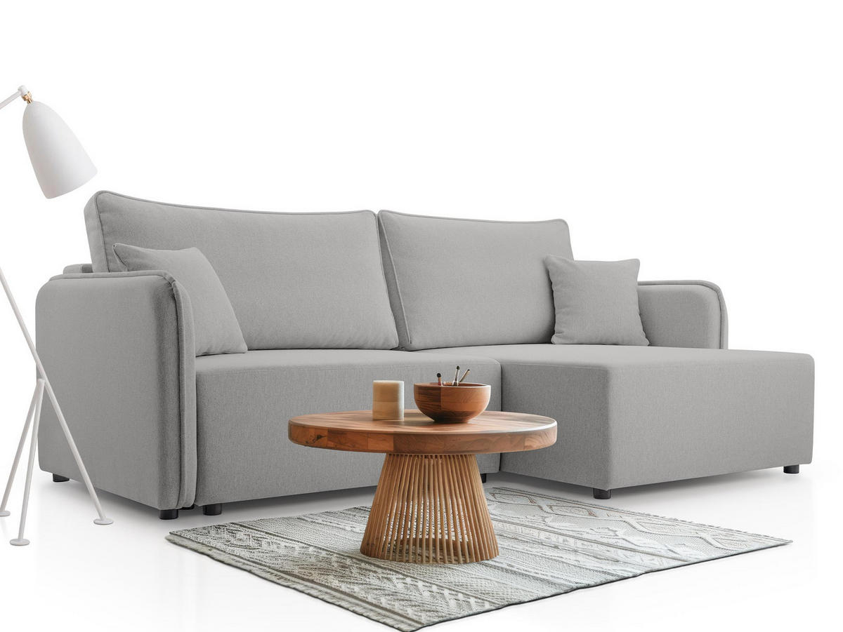 ECKSOFA Malody, Seite: Rechts - Hellgrau/Schwarz, Holz/Kunststoff (227/147cm) - MIRJAN24