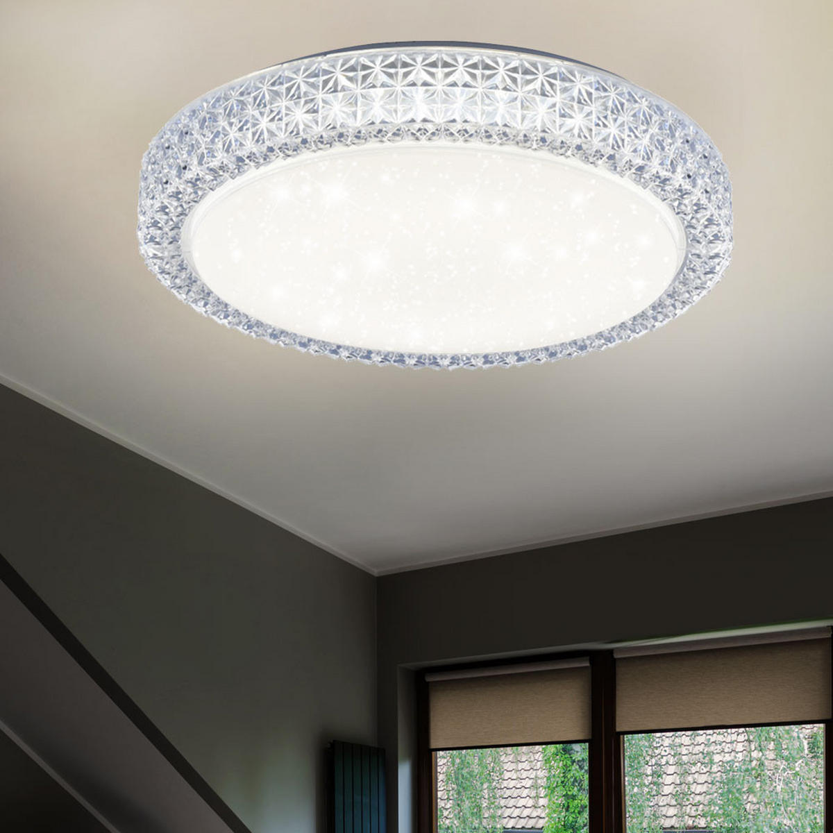 LED DECKENLEUCHTE Kristalle Weiß - Weiß, Metall (40/40/11cm)