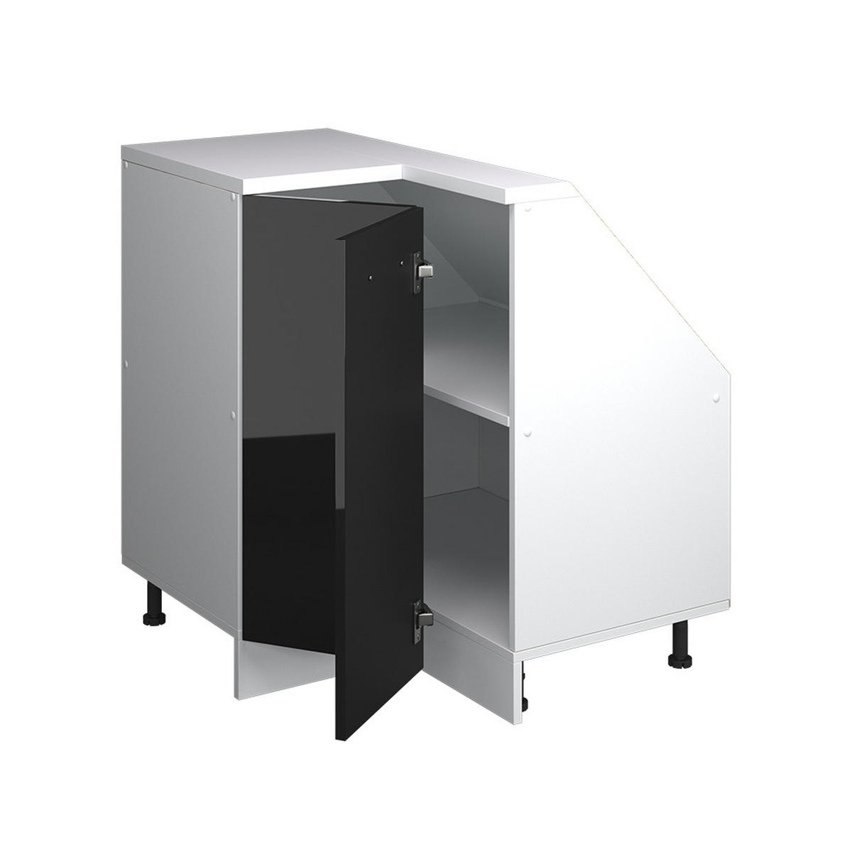 DACHSCHRÄGENSCHRANK ECKSCHRANK Rion Schwarz Hochglanz/Weiß 75.6 x 81.6 cm mit 1 Tür - Schwarz Hochglanz/Weiß, Holzwerkstoff (75.6/81.6/75.6cm) - Vicco