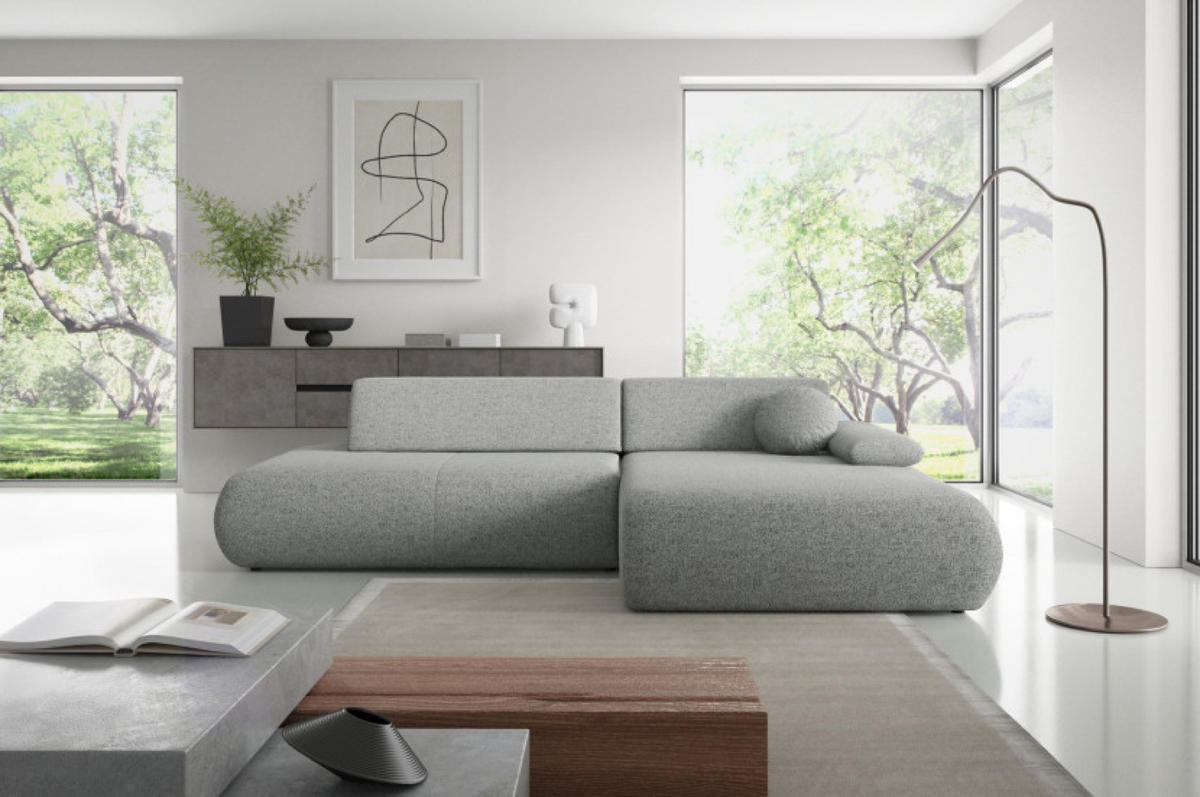 ECKSOFA Grau PENTI Ausziehbar Mit Bettkasten Rechts - Grau, Textil (173.5/286cm) - Sepro Meble