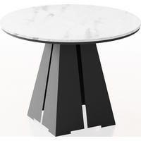 ESSTISCH Kova runder ausziehbarer, Marmor Weiß 120-200/120/76 cm - Ecru/Schwarz, Holzwerkstoff/Metall (120/120/76cm) - WFL GROUP