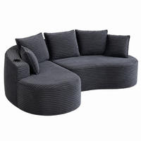 SOFA mit Getränkehaltern und Seitentaschen 250 x 152 cm Cord Dark Gray - Dunkelgrau, Textil (152/250cm) - Meubliv