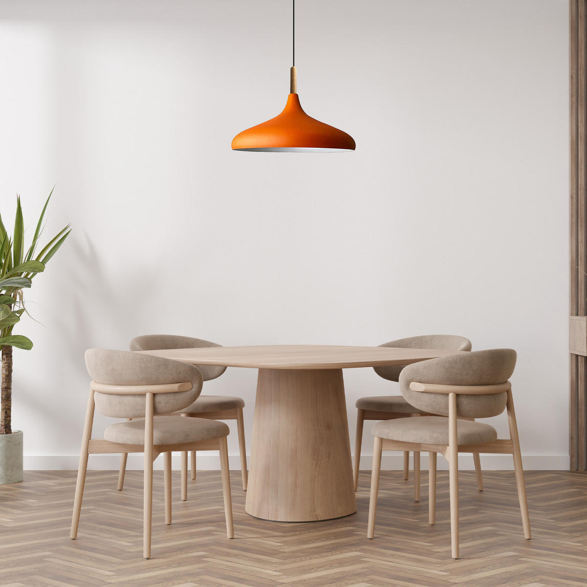 PENDELLEUCHTE Champion aus Holz 35/30 cm - Orange, Metall (30/35/30cm) - Bamyum
