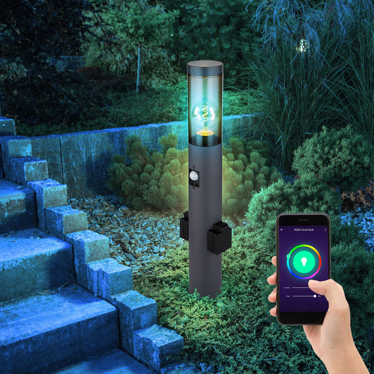 LED AUSSENLEUCHTE BOSTON Anthrazit - Anthrazit, Kunststoff (7.6/7.6/60cm) - Globo Lighting