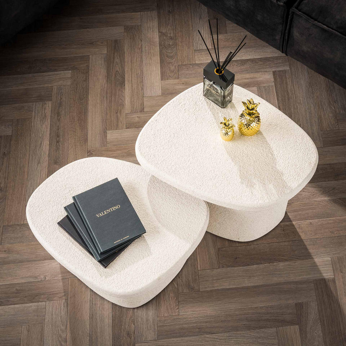 COUCHTISCH Stone White 44/57/40 cm 2er-Set - Weiß, Stein (44/57/40cm) - Hoyz Collection