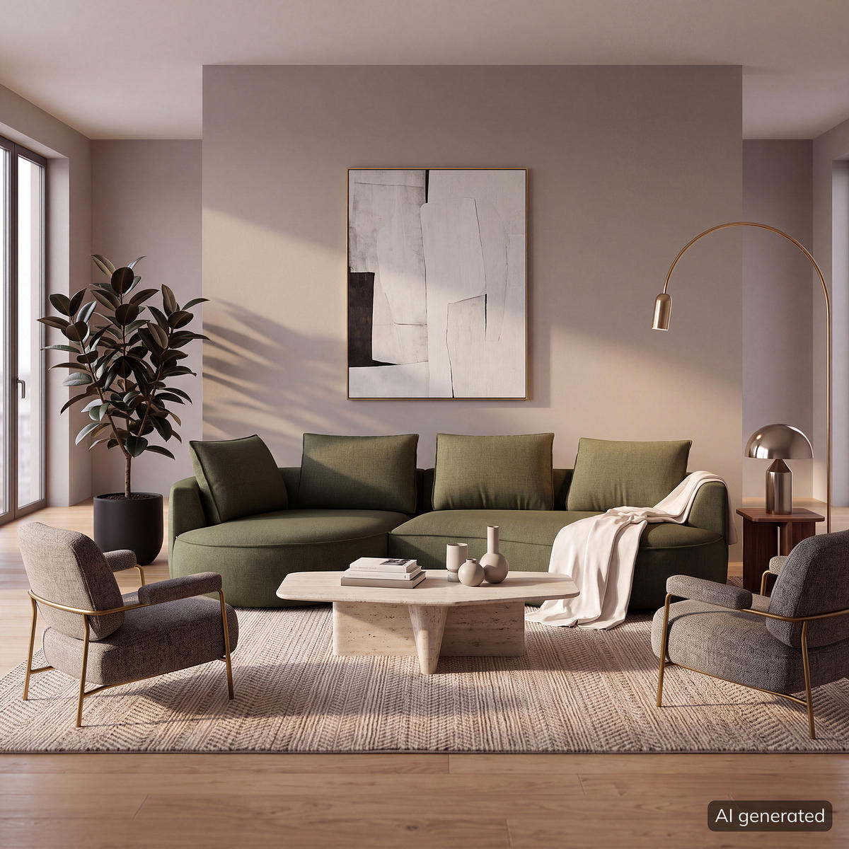 BIGSOFA - Schwarz/Grün, Kunststoff/Textil (322/82/154cm) - home24