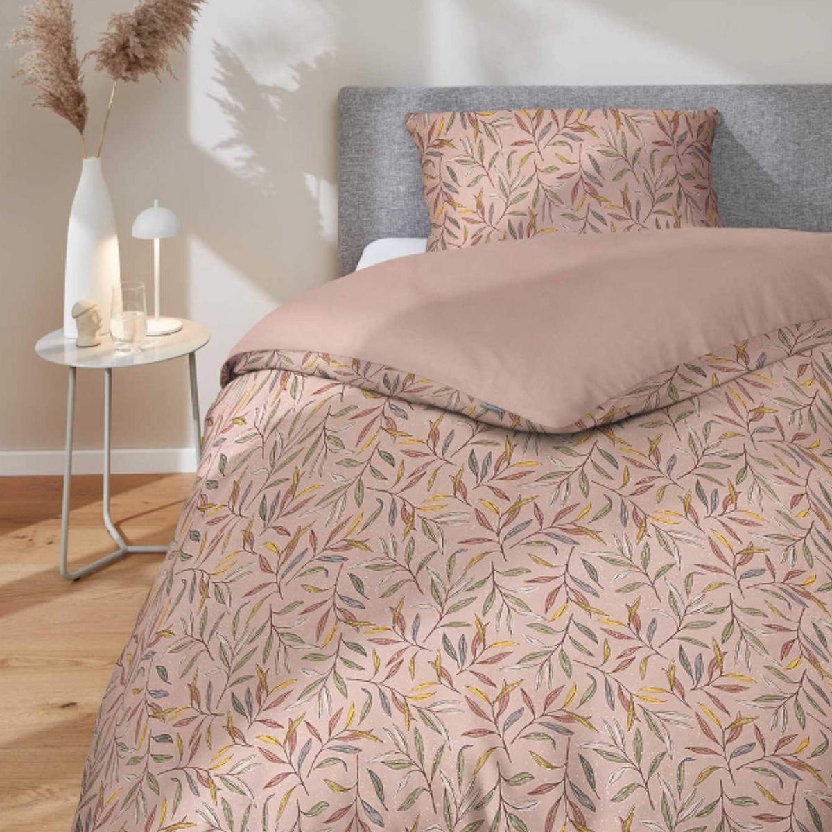 GANZJAHRESBETTWÄSCHE LEAVES - Rosa, Textil (155/220cm) - Musterring
