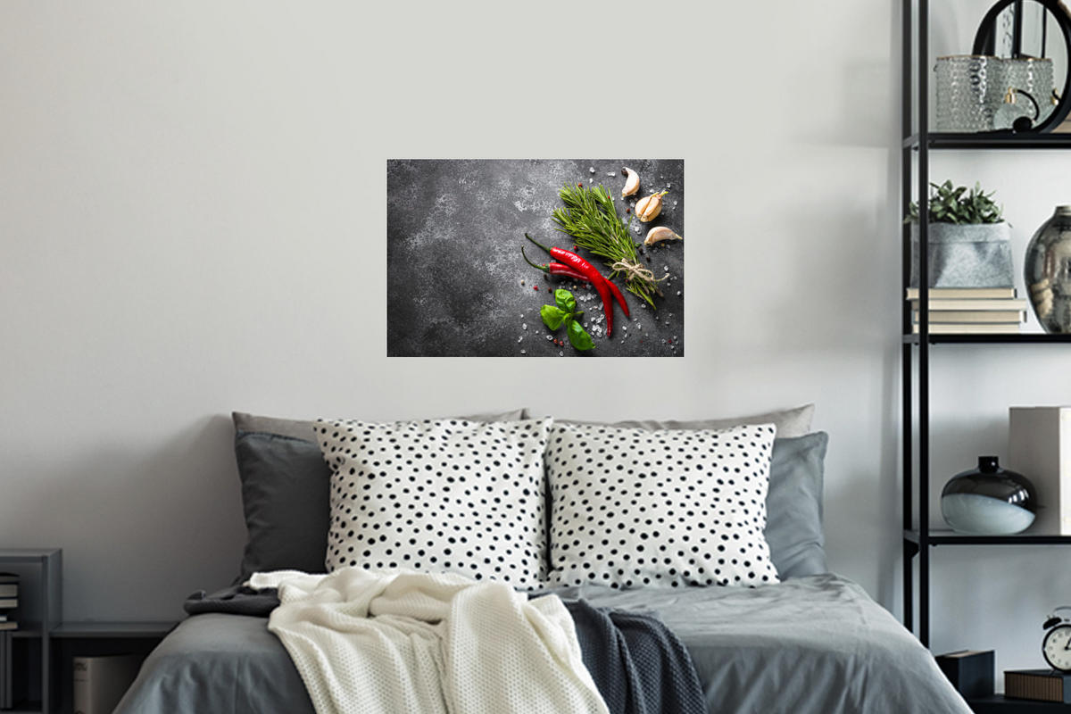 WANDTATTOO Pfeffer - Kräuter - Gewürze - Beton 60x40 cm - Dunkelgrau, Kunststoff (60/40/0.1cm) - MuchoWow