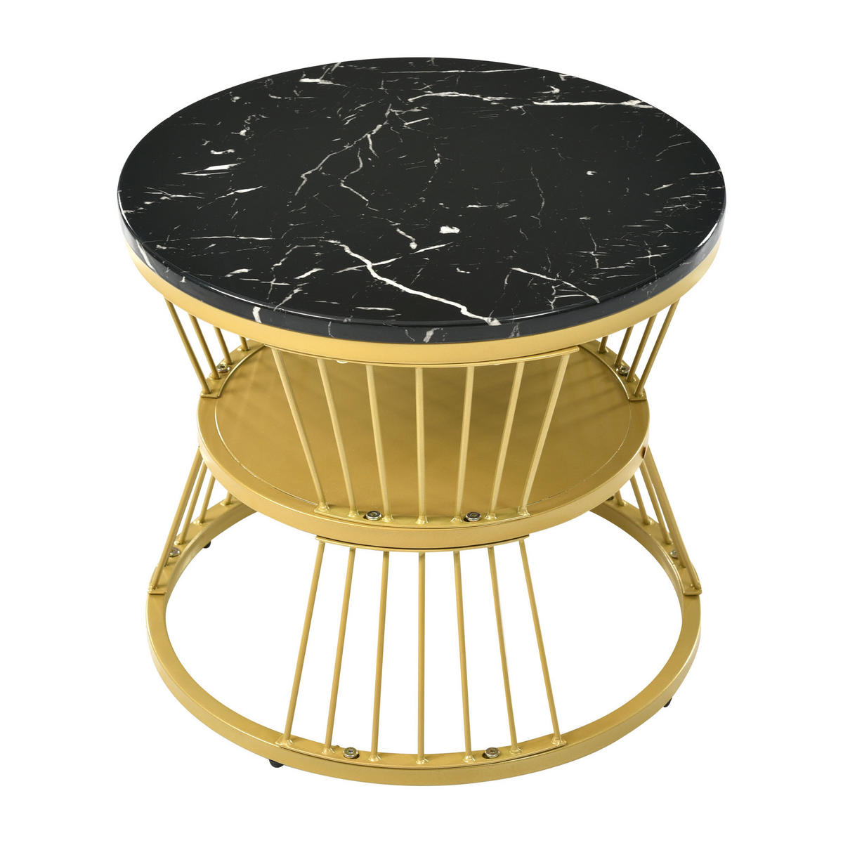 COUCHTISCH 2-teiliges Set 70/70/47 cm und 45/45/40 cm Schwarz Stapelbar mit Stahlrahmen - Schwarz, Holzwerkstoff (70/70/47cm) - OKWISH