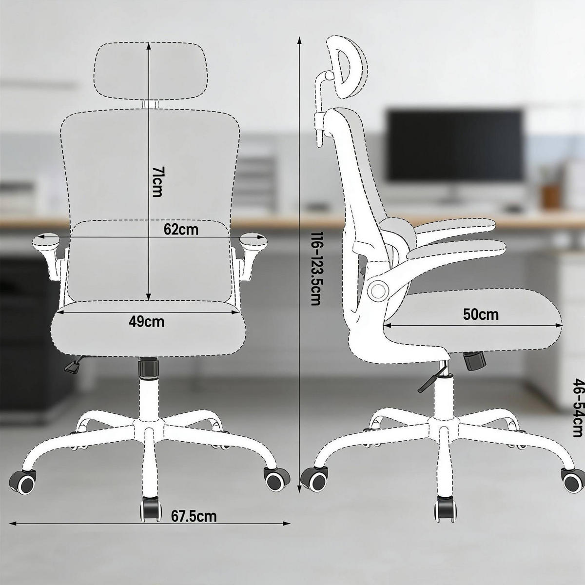 BÜROSTUHL ergonomisch höhenverstellbar Rosa - Pink, Metall (62/123.5/67.5cm) - Meubliv