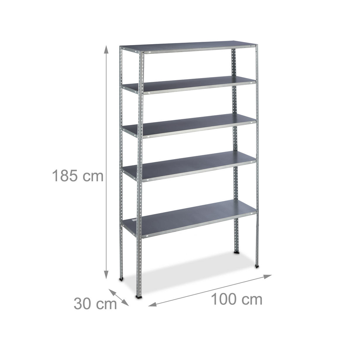 SCHWERLASTREGAL - Silberfarben, Metall (100/185/30cm) - Relaxdays