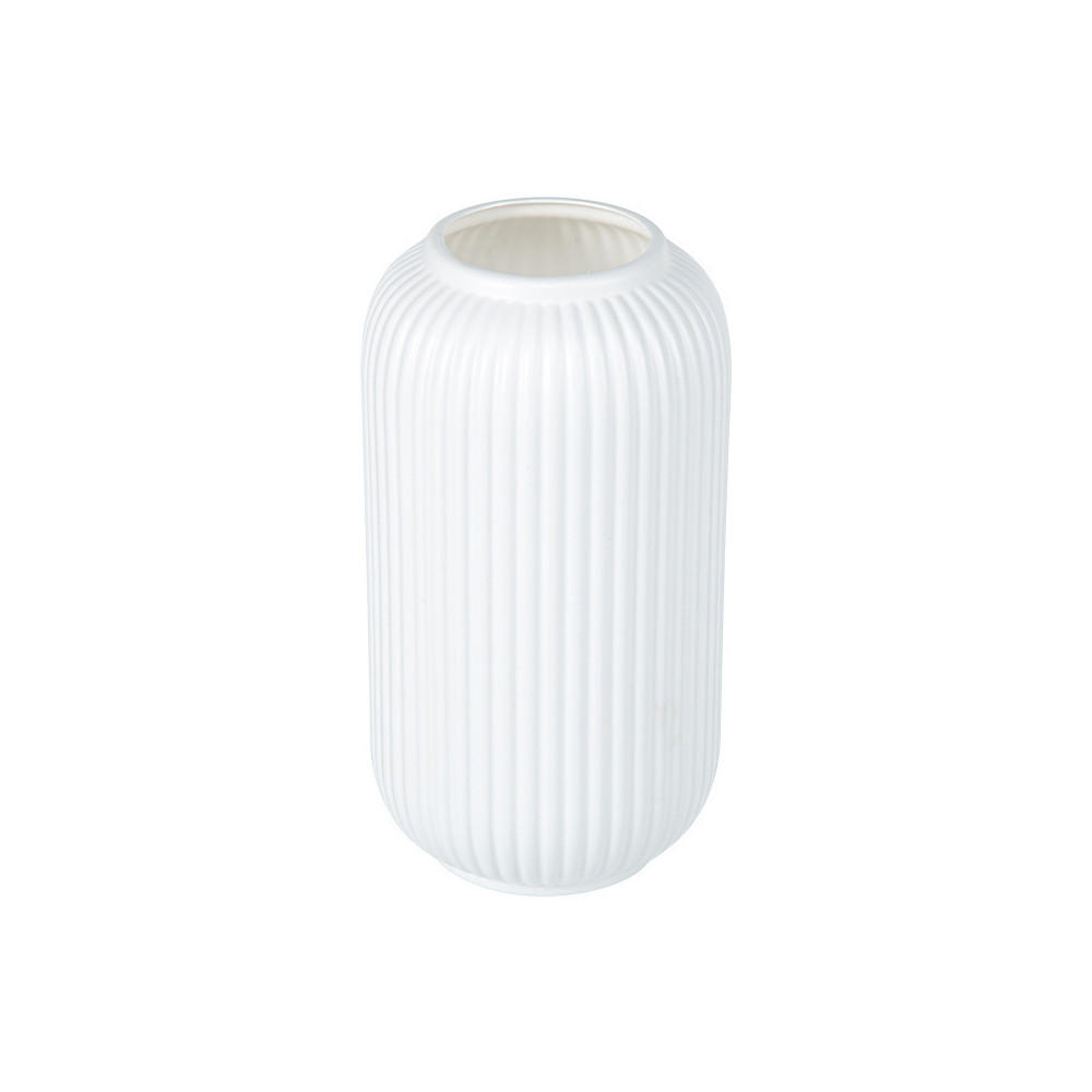 VASE 8 x 8 x 22 cm Kunststoff - Weiß, Kunststoff (20cm) - LIBRATON