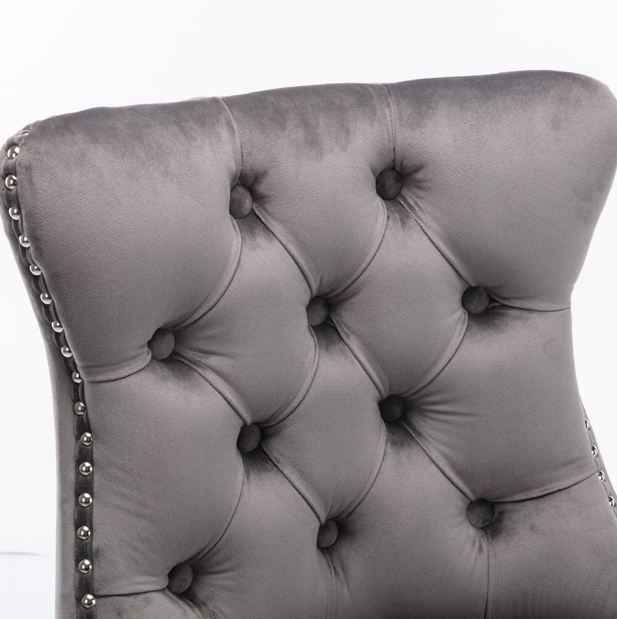 BARSTUHL 2er-Set mit hoher Rückenlehne Samt Grey - Grau, Metall (50/66/60cm) - Meubliv