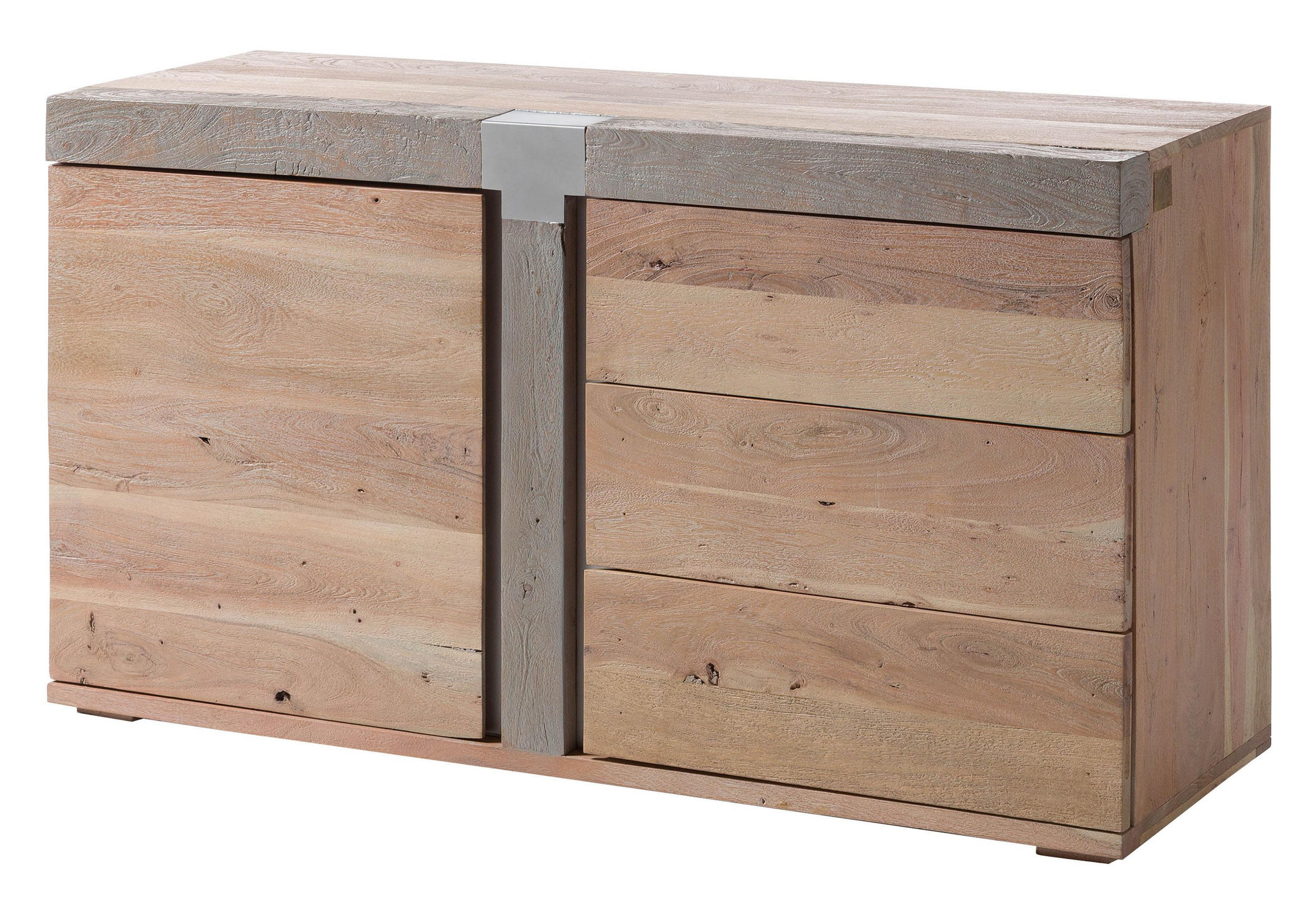 SIDEBOARD Akazie 135x45x75 beige lackiert Amsterdam #128 - Beige, Holz (135/75/45cm) - Massivmoebel24