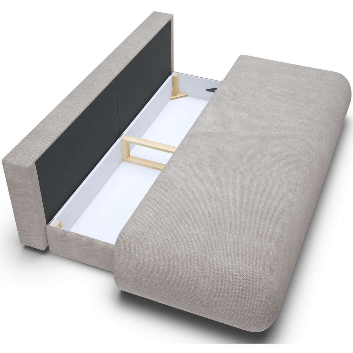 3-SITZER SCHLAFSOFA Hellgrau Chenille - Hellgrau/Schwarz, Kunststoff/Textil (214/74/100cm) - Selsey