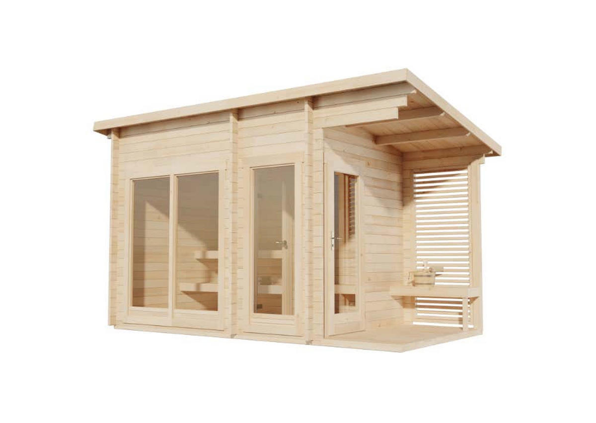 GARTENSAUNA Holz Lizzy M - Naturfarben, Holz (434/262/251cm) - FinnTherm