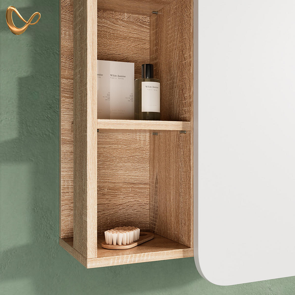 BADSCHRANK Marano Sonoma/Weiß 50 x 75 cm mit Tür und offenen Fächern - Weiß/Sonoma Eiche, Holzwerkstoff (50/75/20cm) - Livinity®