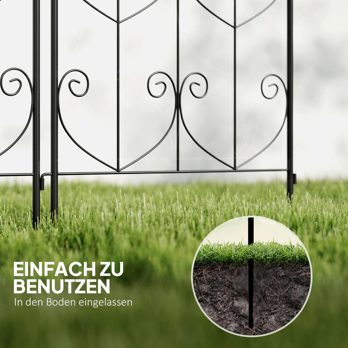 RANKGITTER 2er Set Metall Schwarz - Schwarz, Metall (1.3/120/50cm) - Outsunny