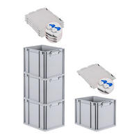 EUROBOX 4x Nextgen Economy Mit Scharnierdeckel Grau/BlauGriffe Geschlossen 30 Liter - Blau, Kunststoff (30/32/40cm) - PROREGAL