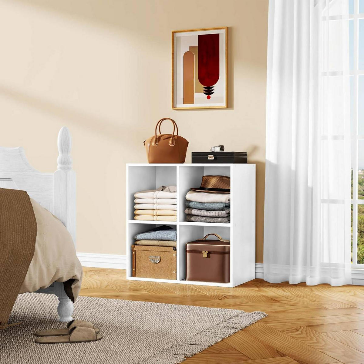BÜCHERREGAL mit 4 Fächer, Holzwerkstoff, Weiß - Weiß, Holzwerkstoff (59.6/59.8/29cm) - Woltu