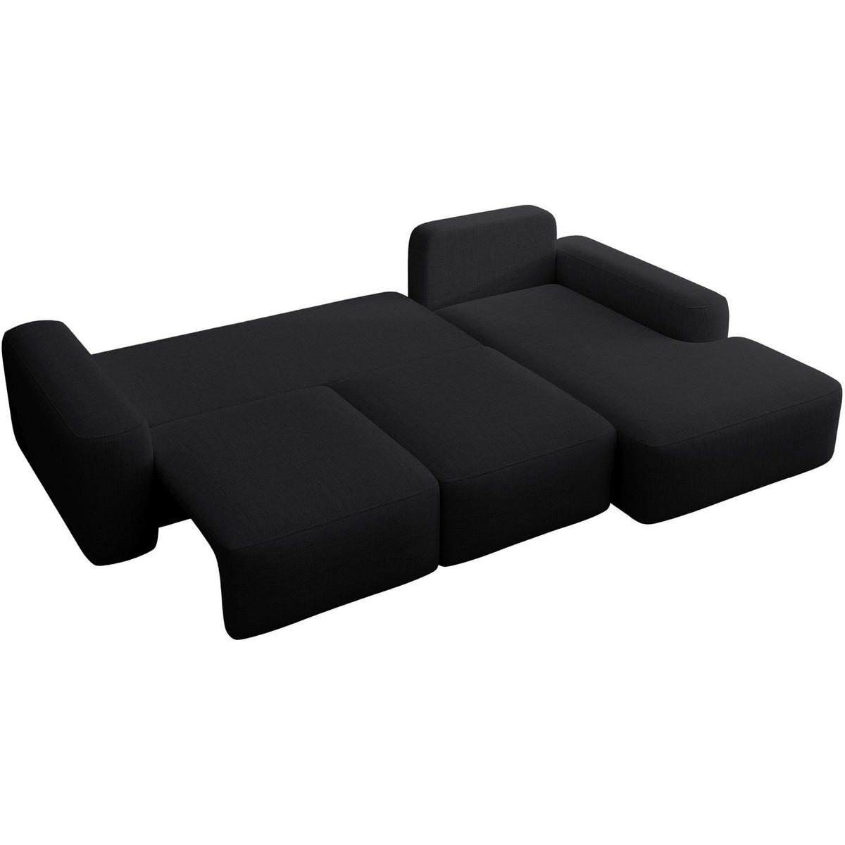 ECKSOFA Carnos mit Ballkissen, Schwarz Chenille, rechtsseitig - Schwarz, Kunststoff/Textil (264/162cm) - Selsey