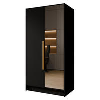 SCHRANK Schwarz LUSO Mit Spiegel Und Goldenen Griffen 100 g - Goldfarben/Schwarz, Holzwerkstoff (102/200/51cm) - Sepro Meble