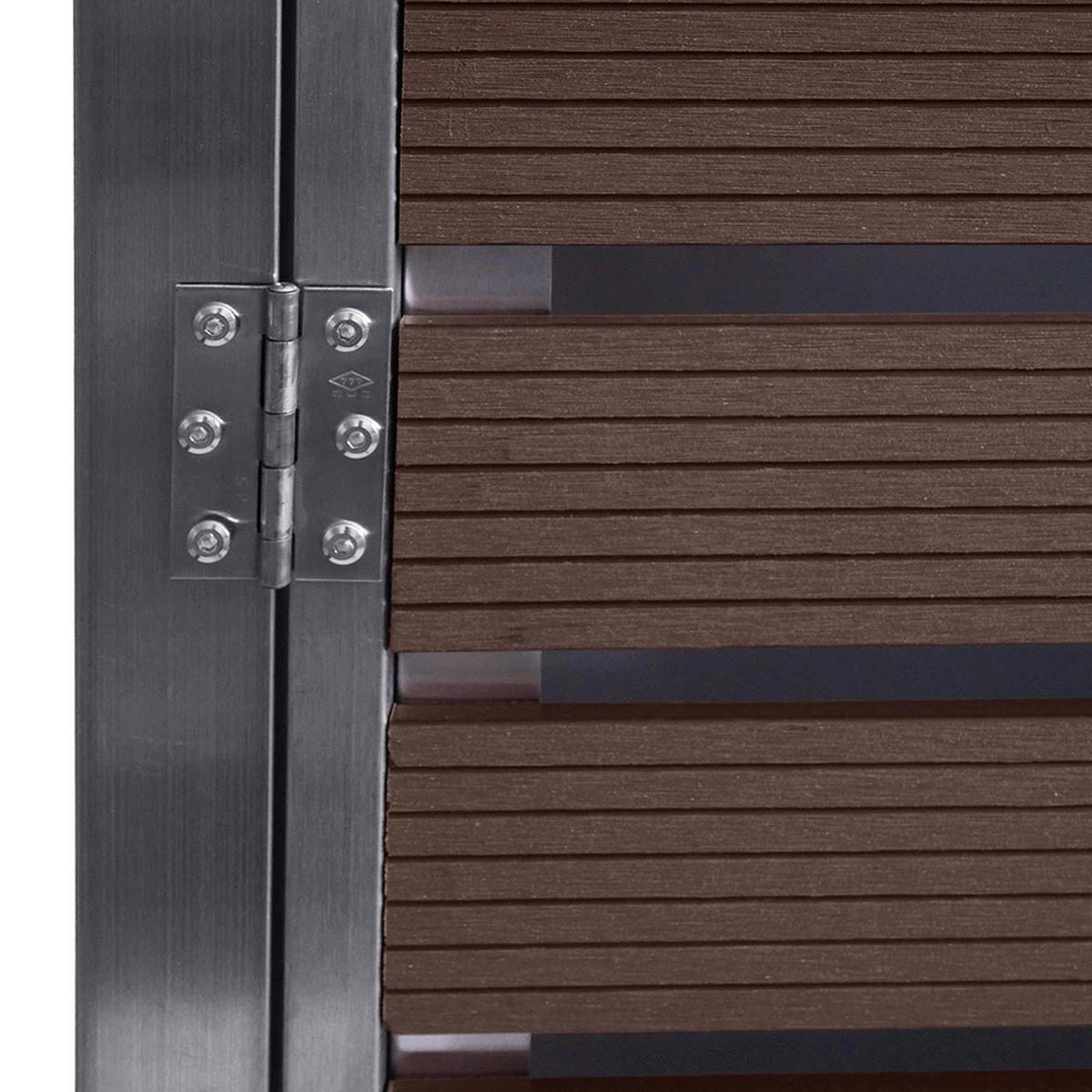 MÜLLTONNENBOX 4er HxBxT 120x264x85cm Walnuss-Holzoptik WPC Edelstahl 128kg - Braun, Metall (264/120/85cm) - PROREGAL