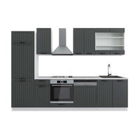 KUHINJSKI BLOK Fame-Line Antracitna podeželska hiša/bela 300 cm , DP Marmor - temno siva/bela, leseni material (300/81.6/60cm) - Vicco