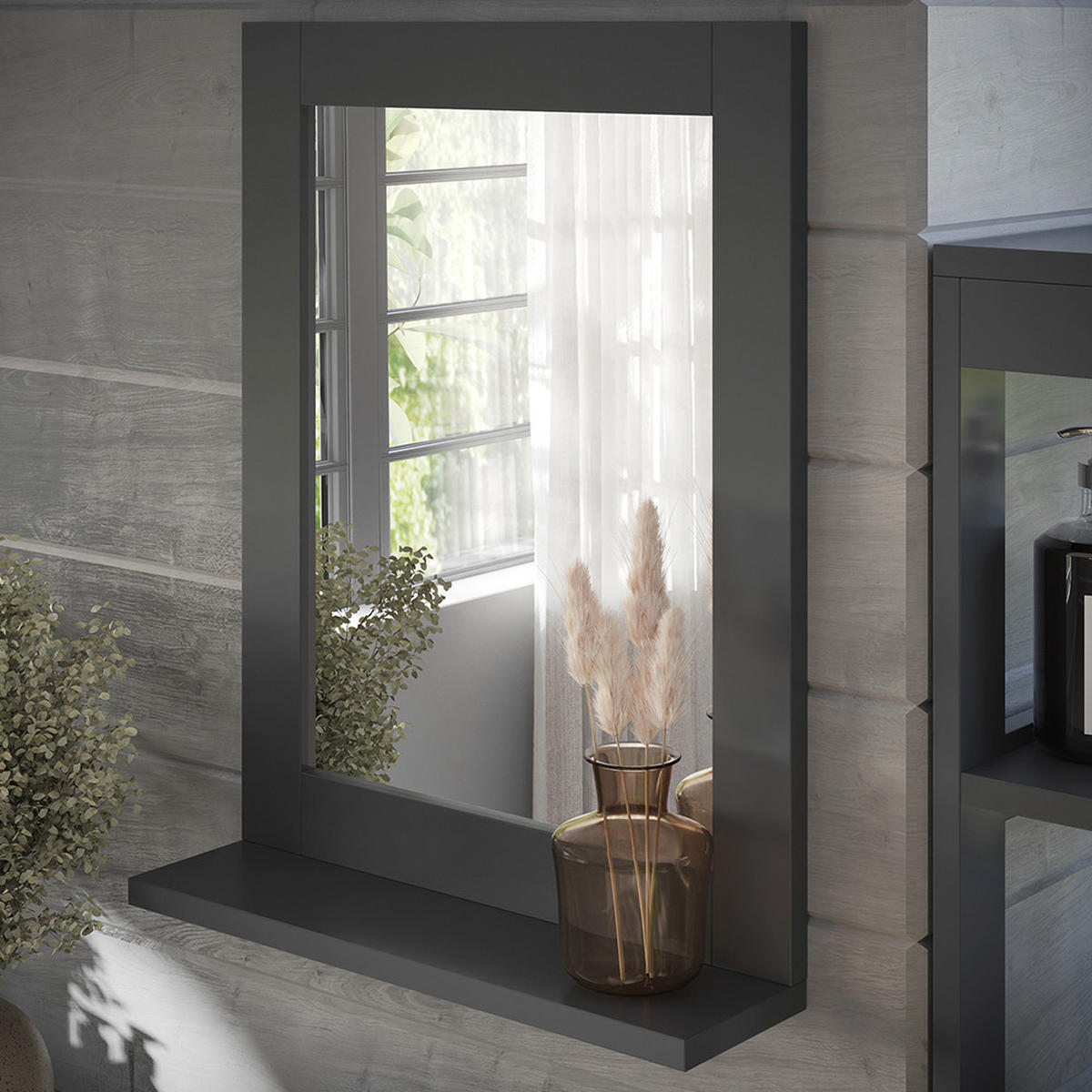 KOUPELNOVÉ ZRCADLO Vilda Šedá - šedá, kompozitní dřevo (40/50/10cm) - Vicco