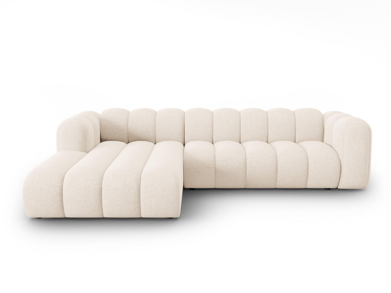 ECKSOFA modular links Lupine aus Chenille-Stoff leichtes beige 4 Sitzplätze - Creme, Textil (177/290cm) - Micadoni