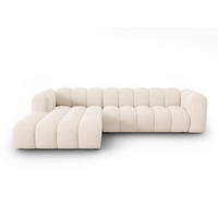 ECKSOFA modular links Lupine aus Chenille-Stoff leichtes beige 4 Sitzplätze - Creme, Textil (177/290cm) - Micadoni