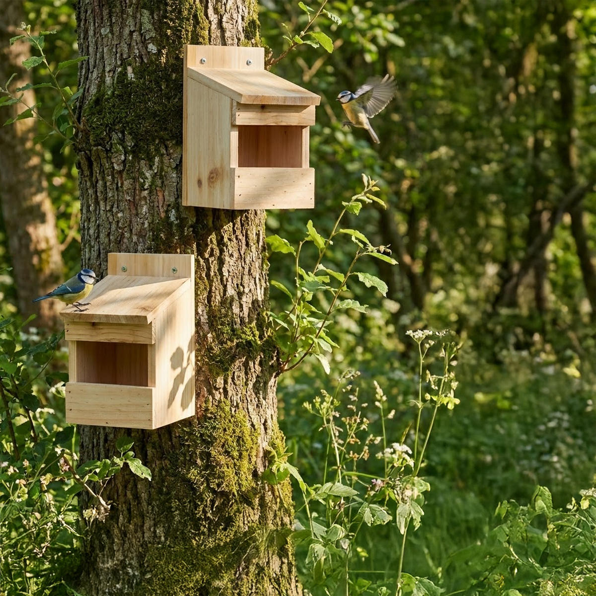 2XHALBHÖHLE-NISTKASTEN - Hellbraun, Holz (12/20/15.5cm) - Relaxdays