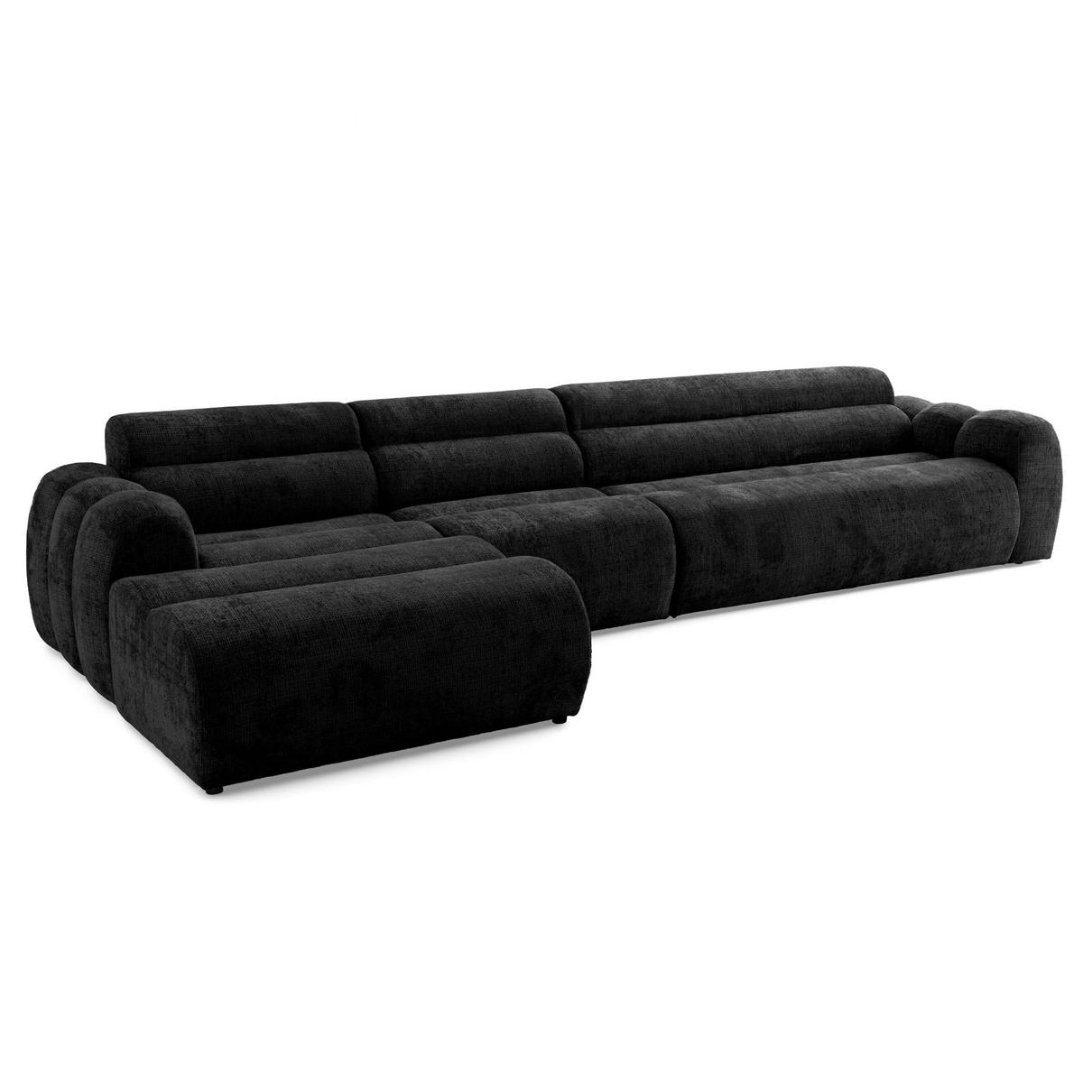 5-SITZER modulares Ecksofa VEER SET 2 Links, 379 x 175 cm, Chenille Webstoff Anthrazit - Anthrazit/Schwarz, Holz/Kunststoff (379/175cm) - Muffo